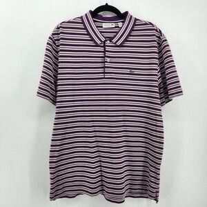 Lacoste‎ Mens Purple Striped Cotton Polo Shirt Short Sleeve Casual Top XL